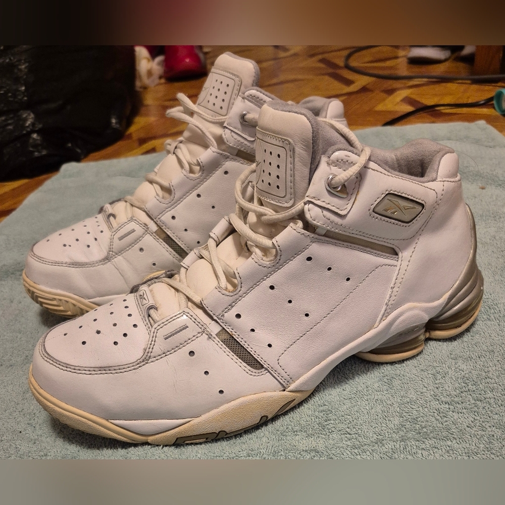 Old School Reebok RB 607 PYE 4-168549 Basketball Shoes Size 11 White/Silver